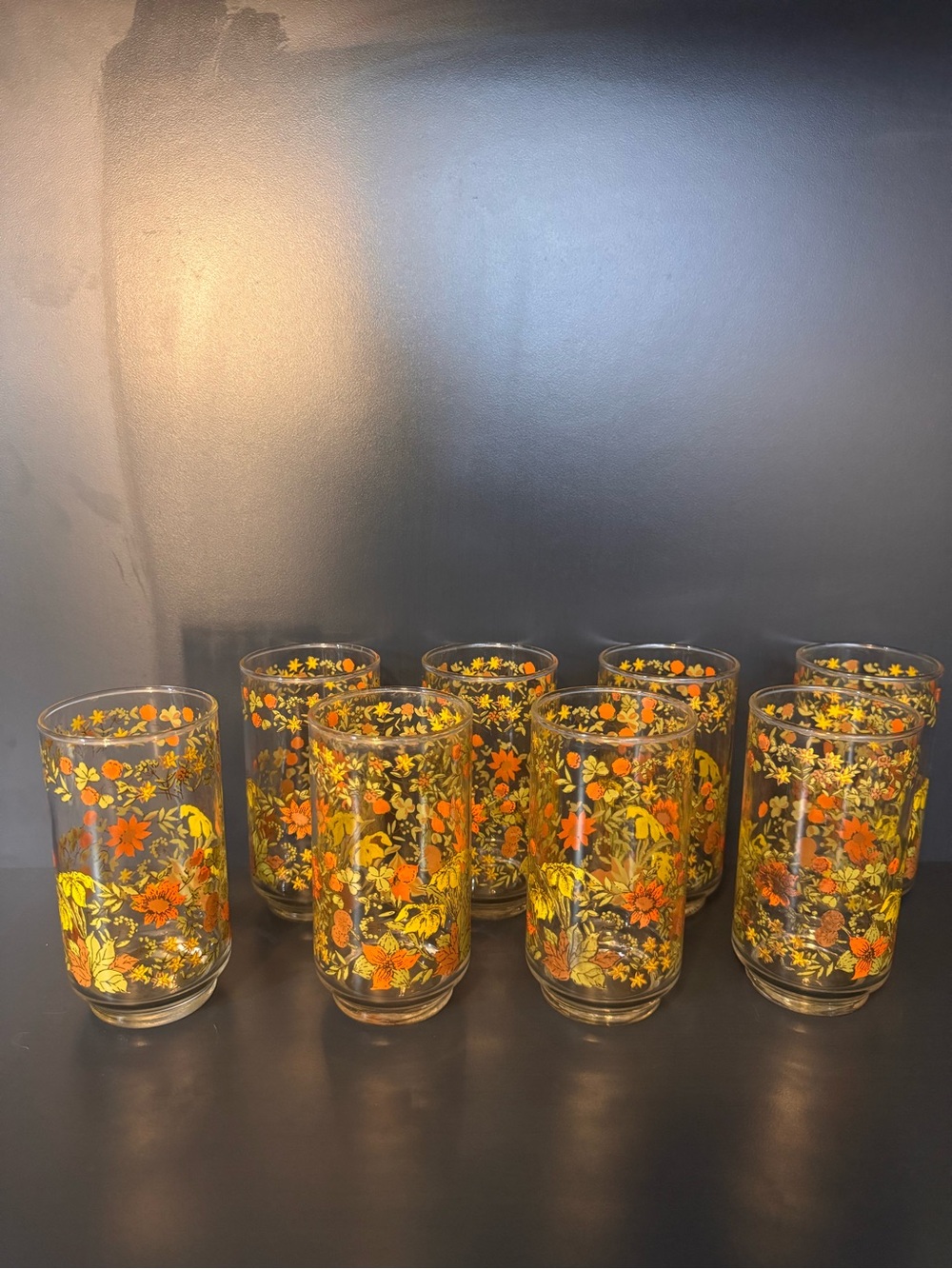 Vintage Libby Set of 8 Indian Summer Beverage Glass Tumblers